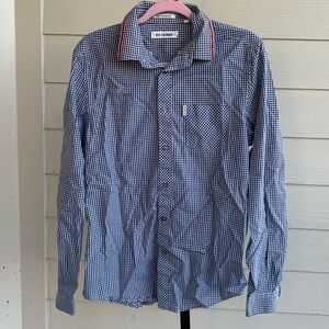 Ben Sherman iconic tipping stripe gingham long sleeve button down shirt medium